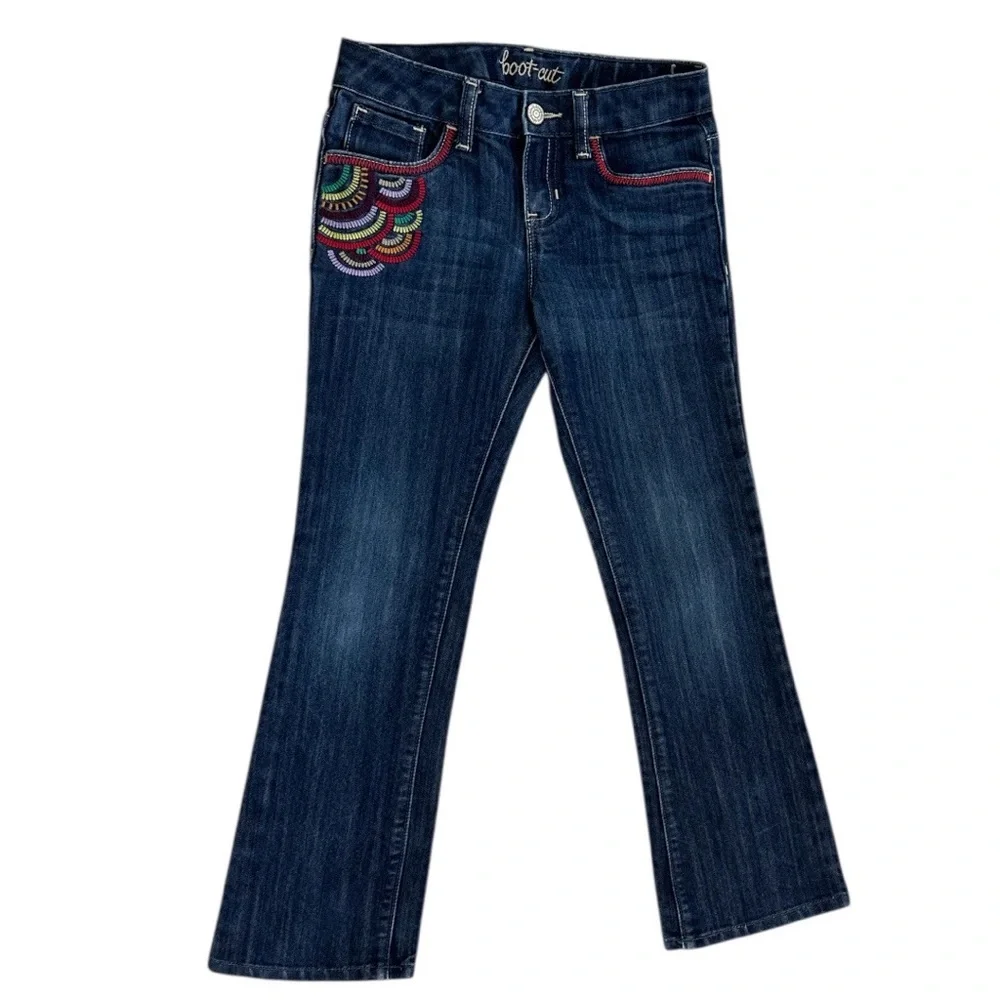 Old Navy Navy Boot-Cut Jeans with Multicolor Embroidery